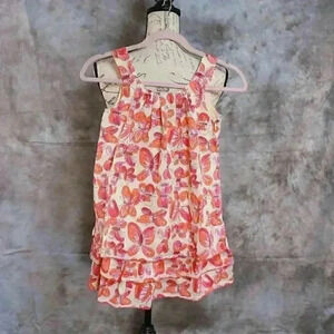 Girl's Size 7 Sarsparilla tiered ruffle 100% cotton pink/orange/white dress